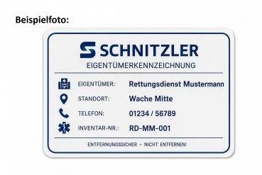 Schnitzler Eigentümerkennzeichnung für Vakuummatratzen- und schienen
